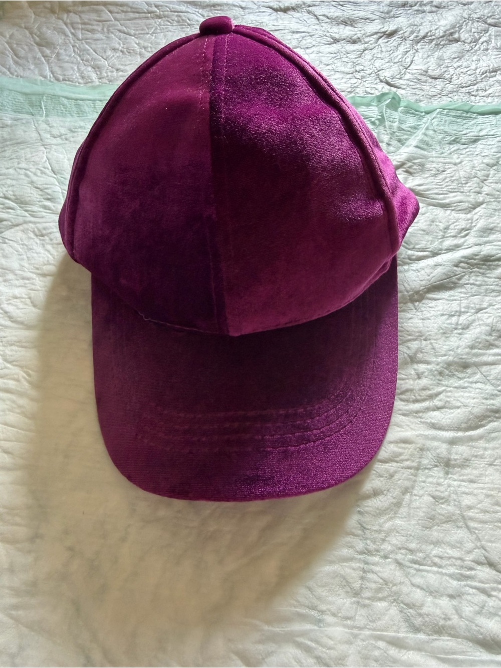 Velvet Baseball Cap in Deep Magenta purple
